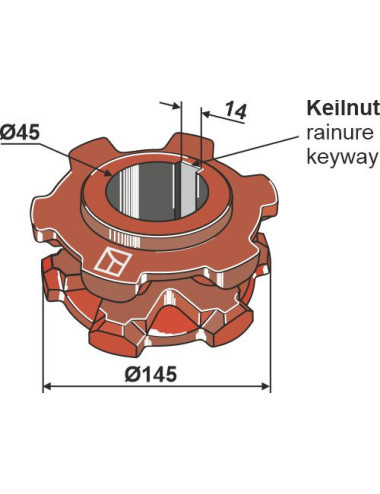 Pignon à chaîne Ø145