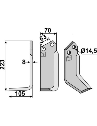 Couteau, modèle gauche