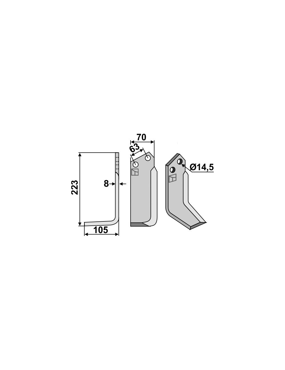 Couteau, modèle gauche