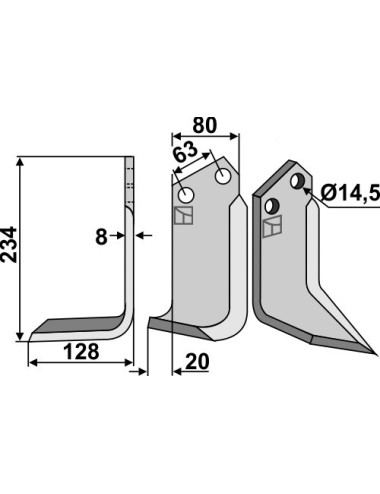 Couteau, modèle gauche