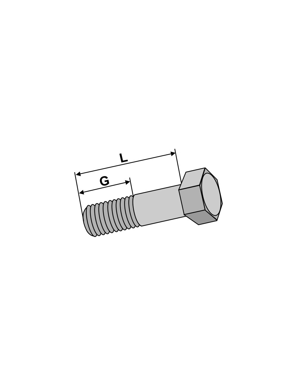 Boulon à tête hexagonale avec filet fin - M20x1,5X70 - 10.9