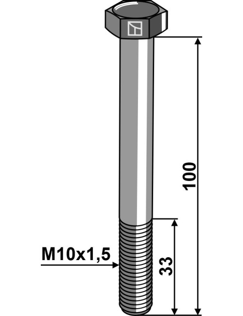 Boulon à tête hexagonale M10 sans écrou