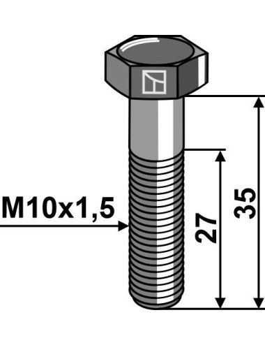 Boulon à tête hexagonale M10 sans écrou