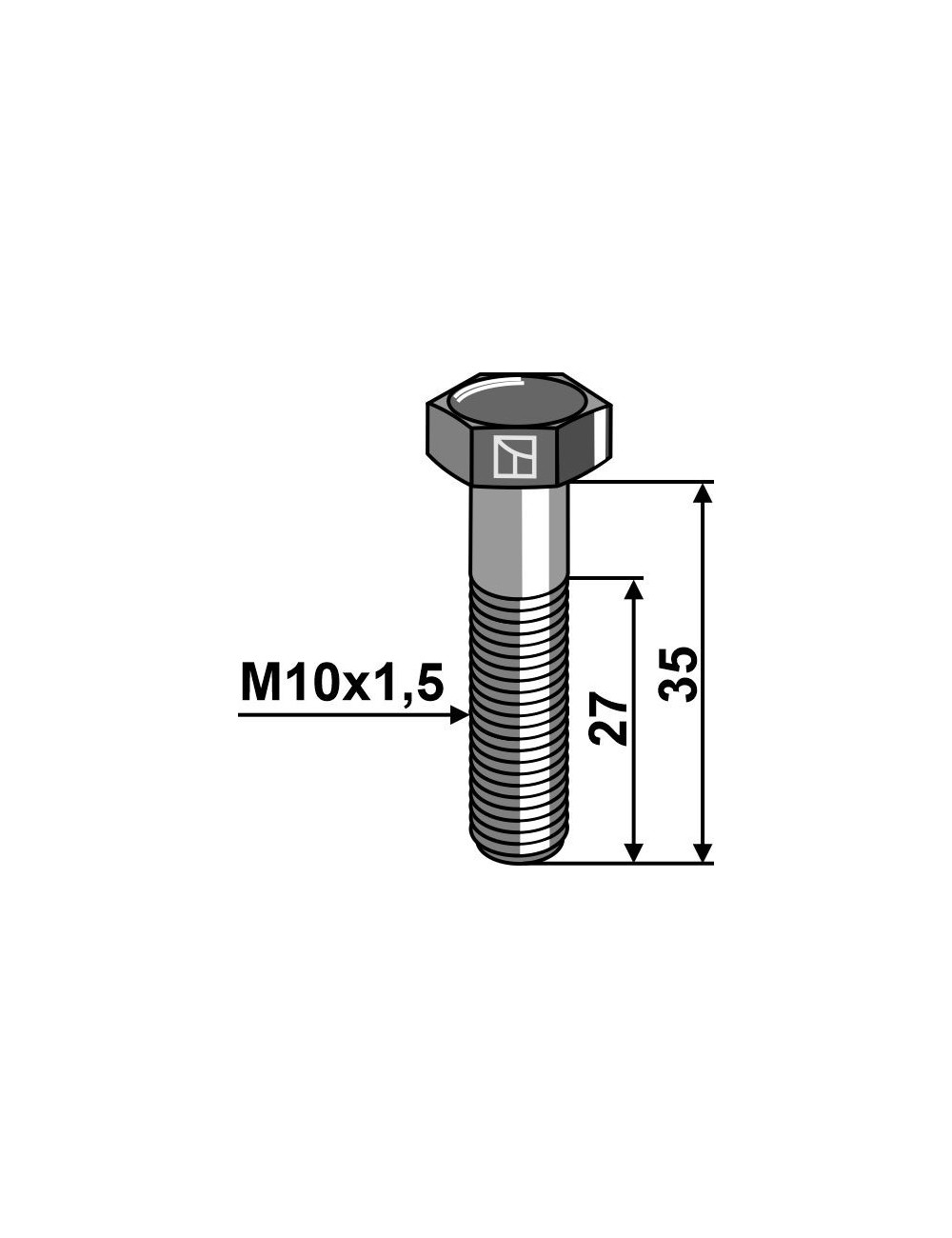 Boulon à tête hexagonale M10 sans écrou