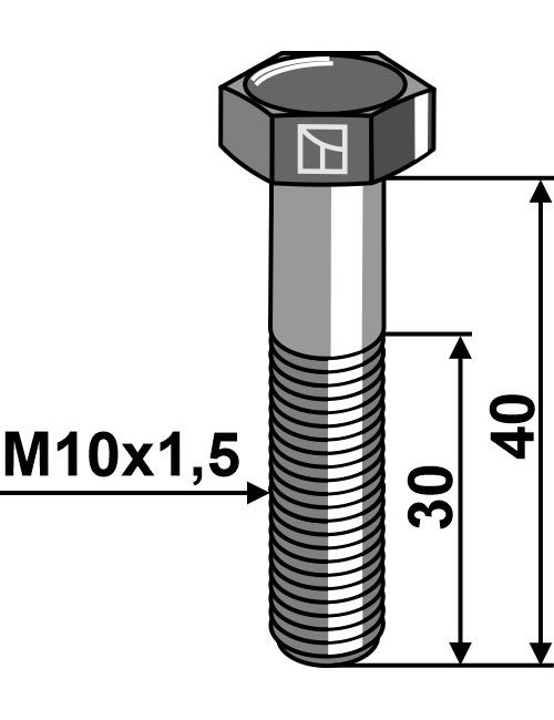 Boulon à tête hexagonale M10 sans écrou