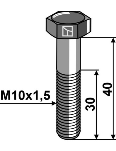 Boulon à tête hexagonale M10 sans écrou