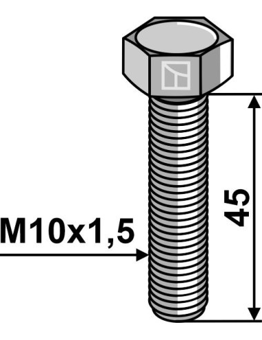Boulon à tête hexagonale M10 sans écrou