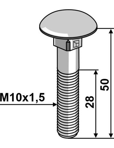 Boulon M10 galvanisé sans écrou