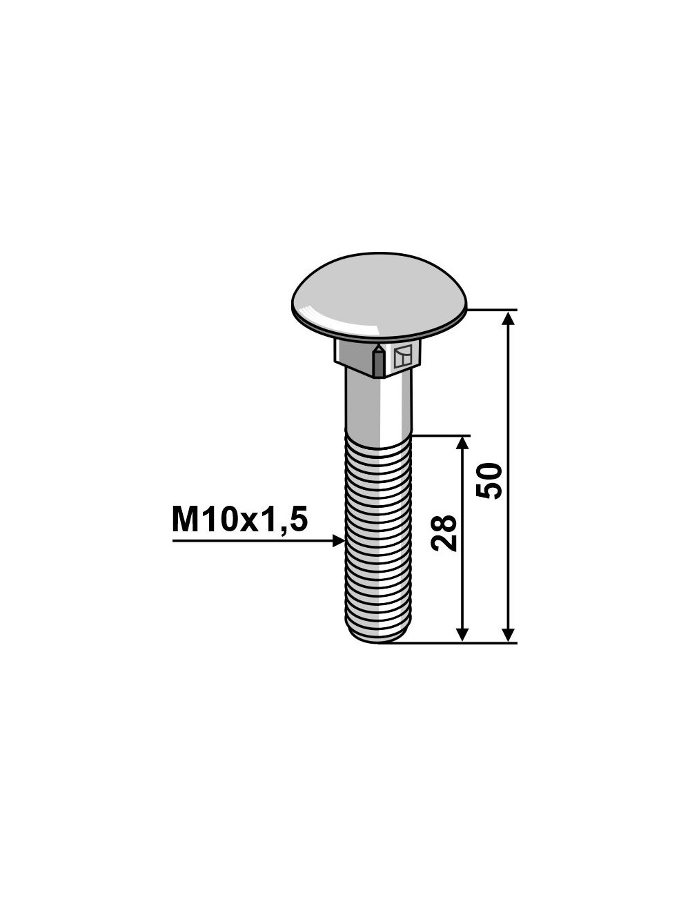 Boulon M10 galvanisé sans écrou