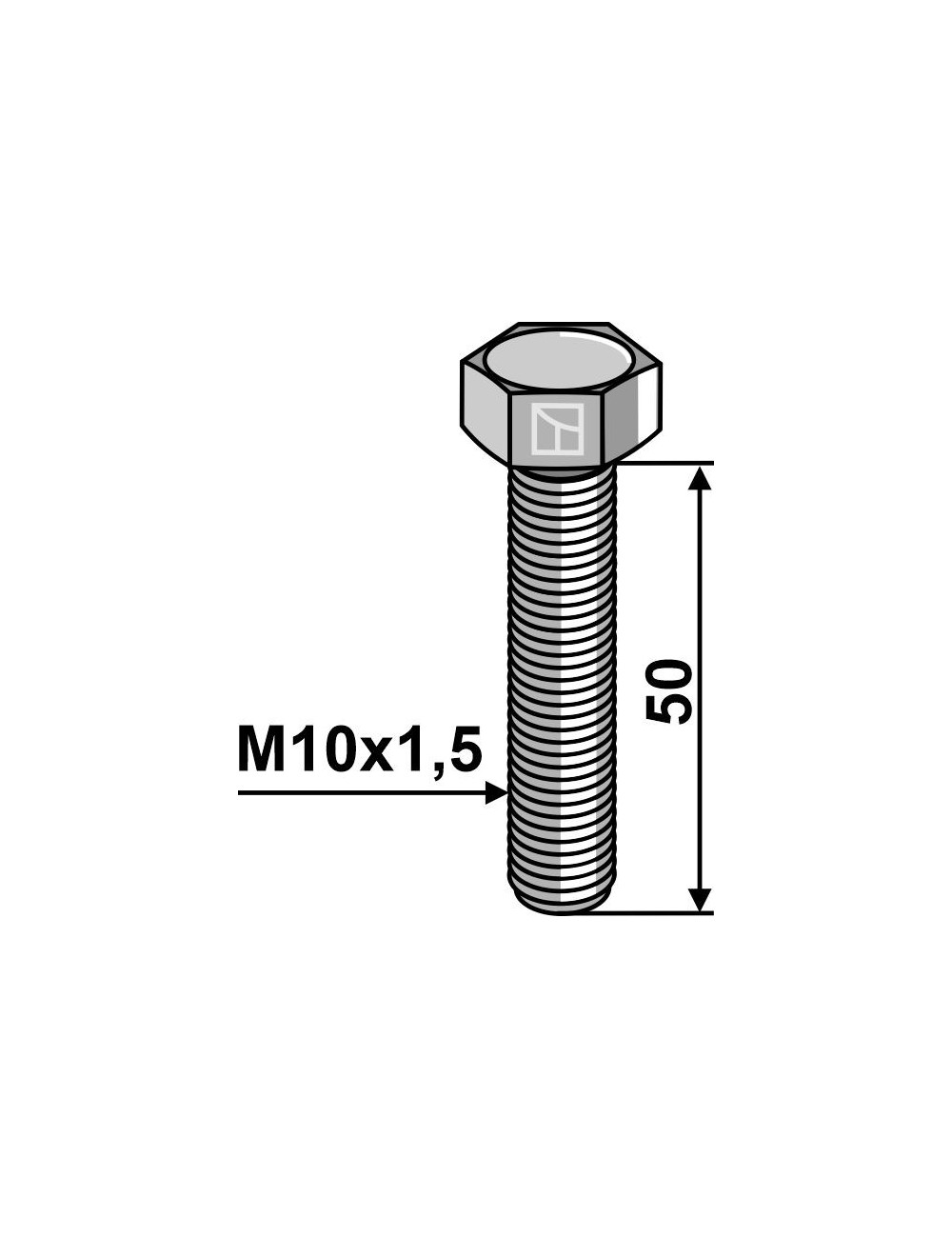 Boulon à tête hexagonale M10 sans écrou