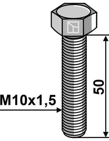 Boulon à tête hexagonale M10 sans écrou