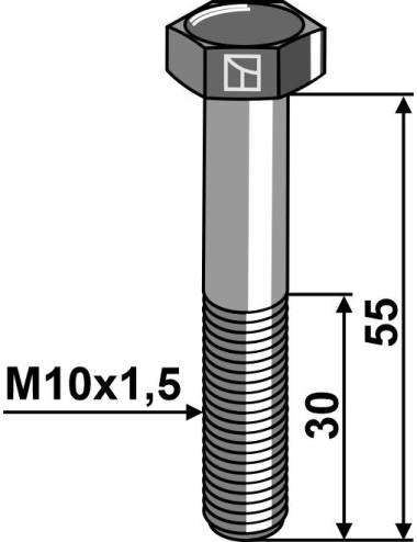 Boulon à tête hexagonale M10 sans écrou