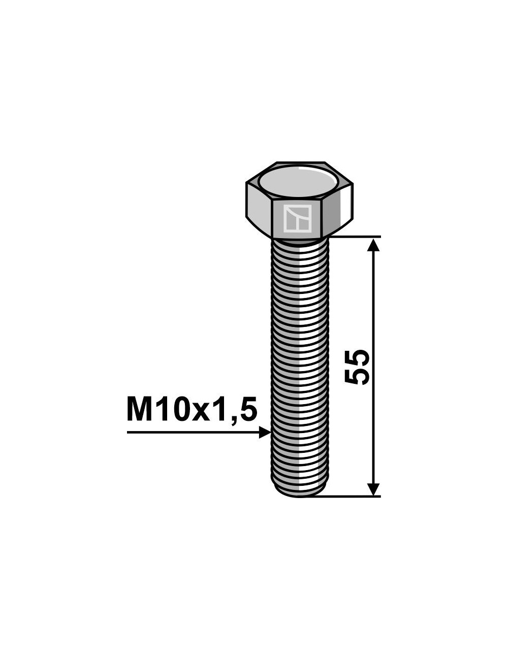 Boulon à tête hexagonale M10 sans écrou
