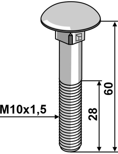 Boulon M10 galvanisé sans écrou