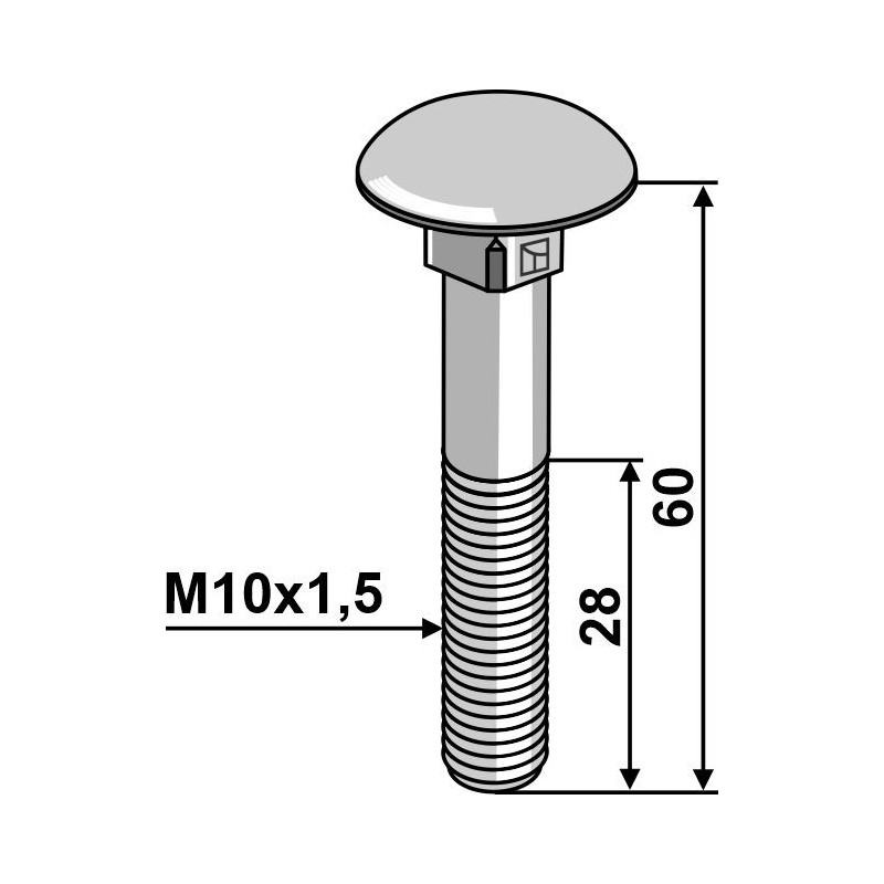 Boulon M10 galvanisé sans écrou