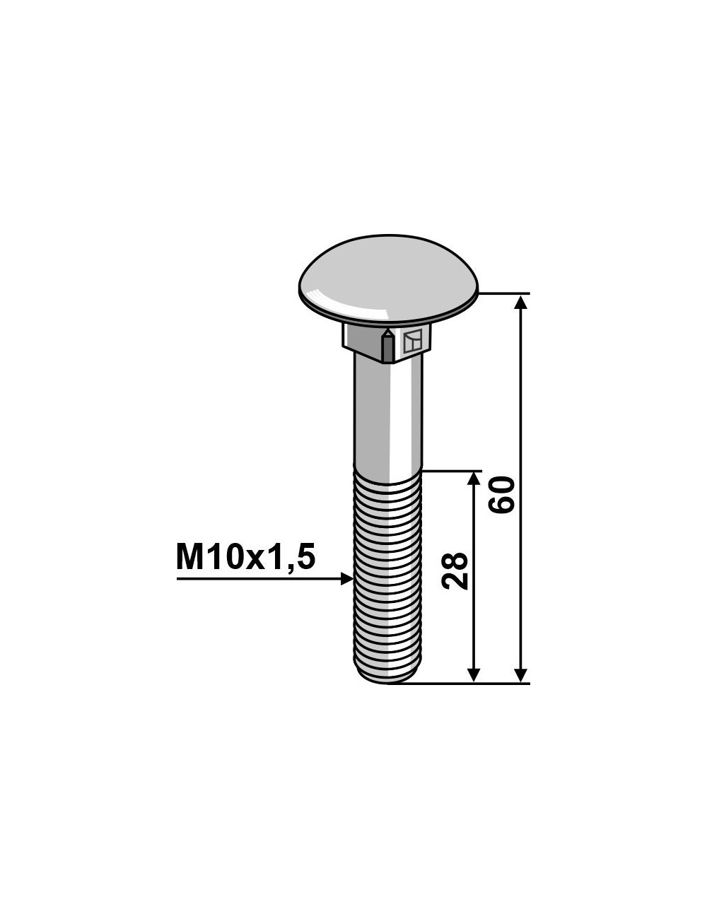 Boulon M10 galvanisé sans écrou