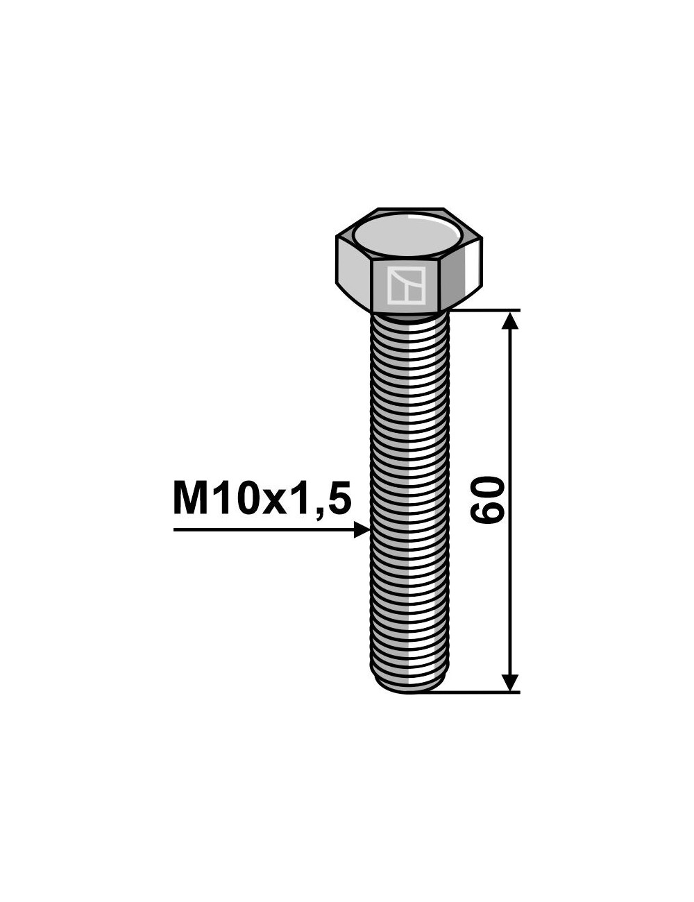 Boulon à tête hexagonale M10 sans écrou