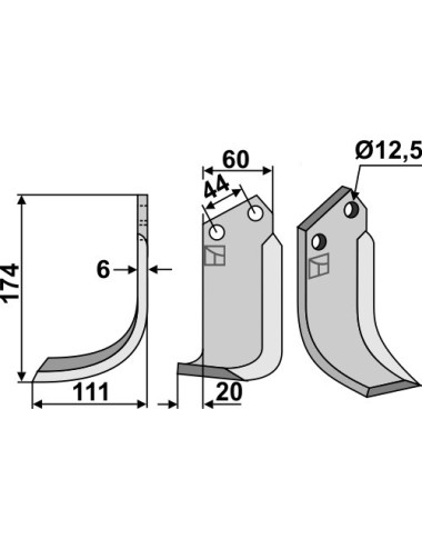 Couteau, modèle gauche