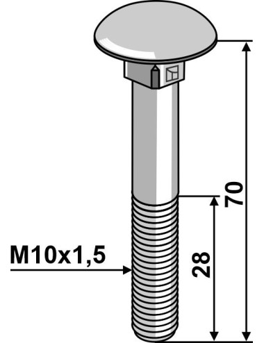 Boulon M10 galvanisé sans écrou