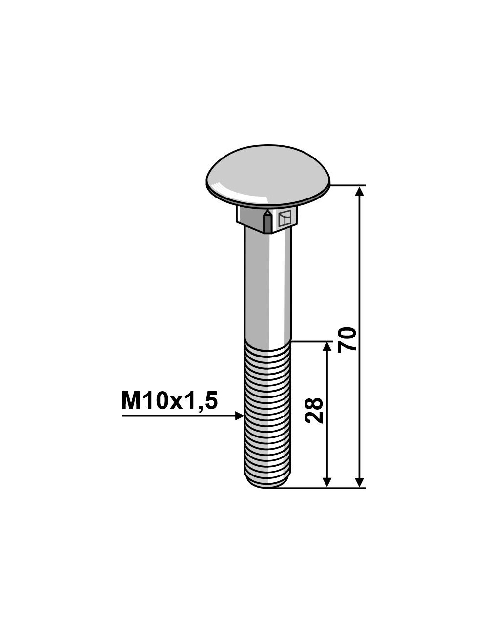 Boulon M10 galvanisé sans écrou