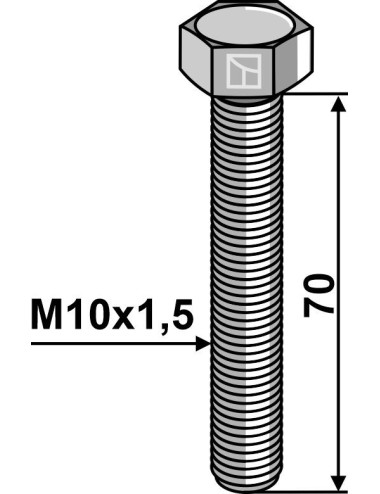 Boulon à tête hexagonale M10 sans écrou