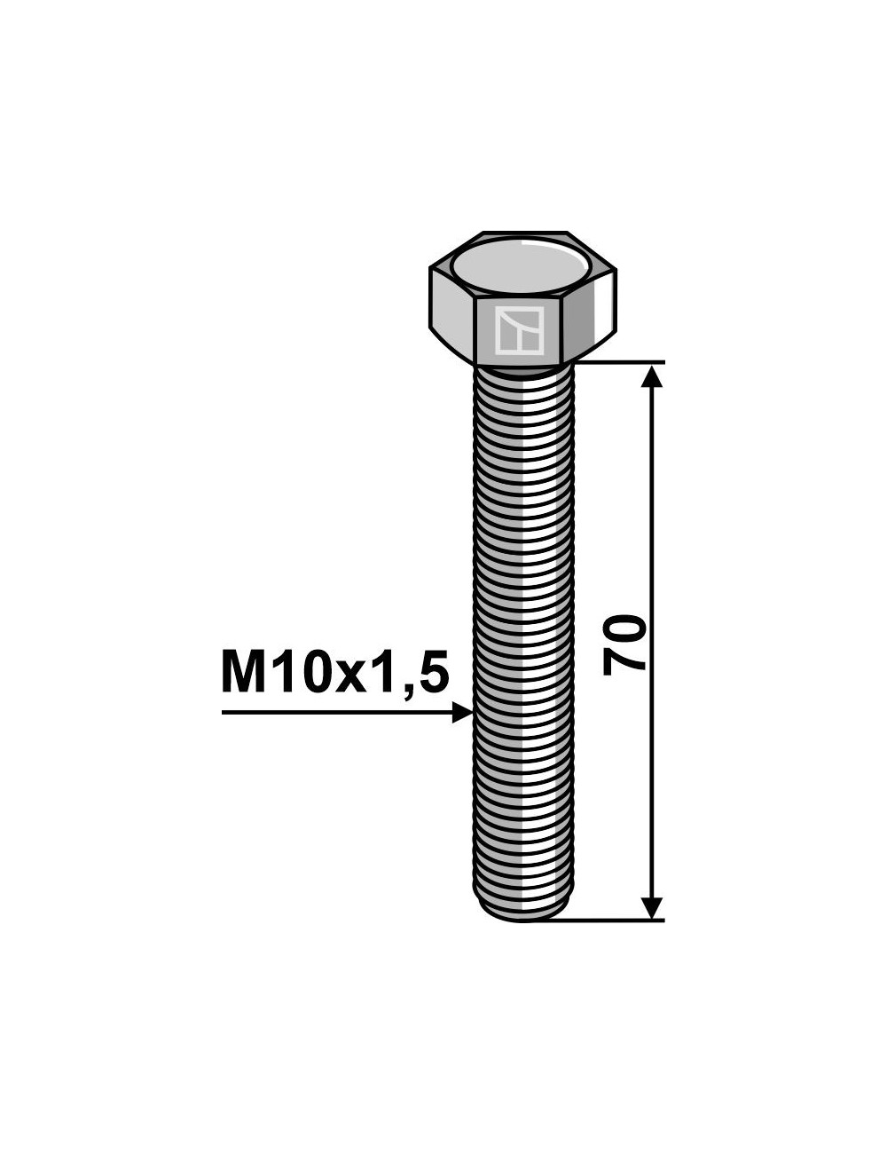 Boulon à tête hexagonale M10 sans écrou