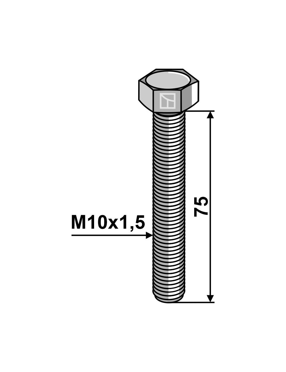 Boulon à tête hexagonale M10 sans écrou