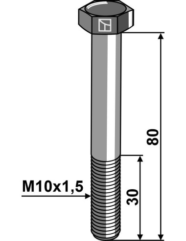 Boulon à tête hexagonale M10 sans écrou