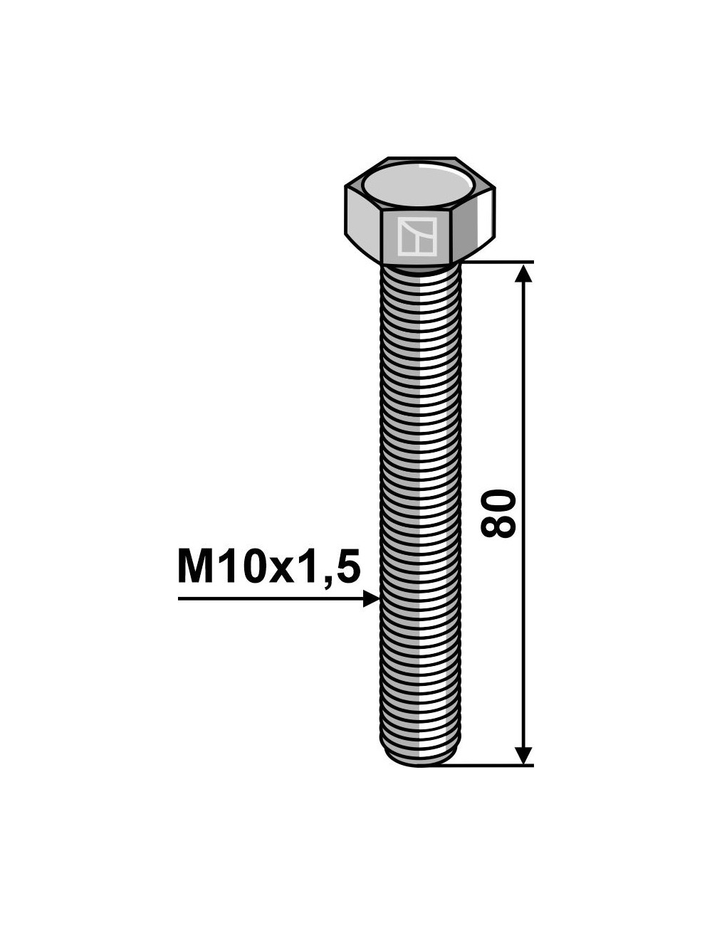 Boulon à tête hexagonale M10 sans écrou