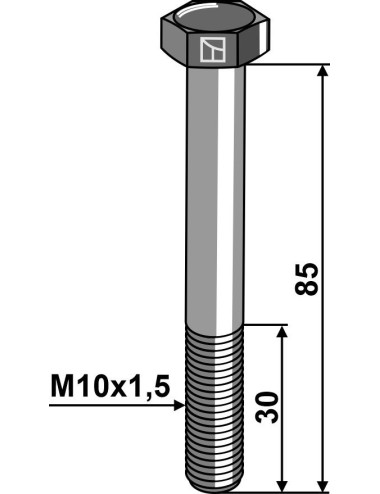 Boulon à tête hexagonale M10 sans écrou