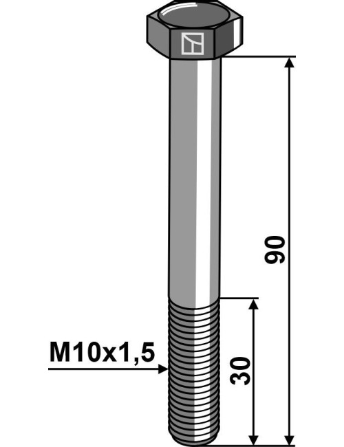 Boulon à tête hexagonale M10 sans écrou