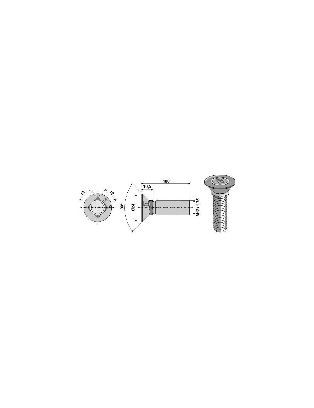 Boulon de charrue DIN 608 sans écrou hexagonal