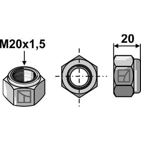 Écrou hexagonal à freinage interne - M20x1,5 - 10.9