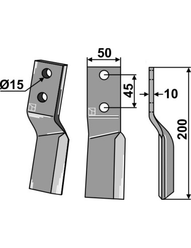 Dent rotative - modèle droit