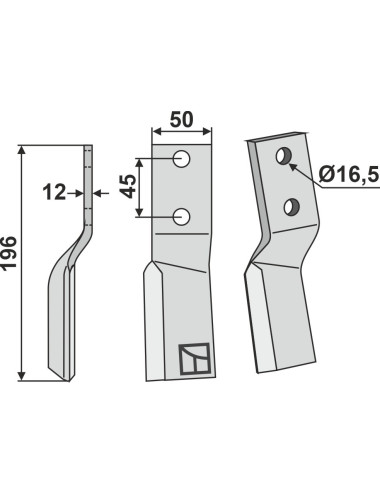 Dent rotative, modèle gauche