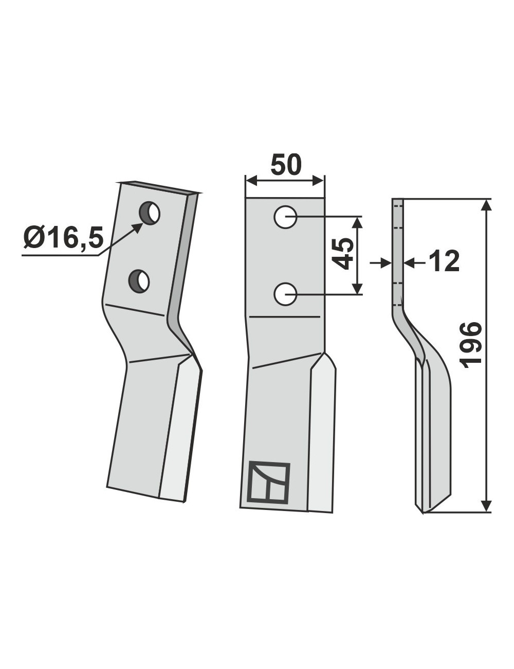 Dent rotative, modèle droit