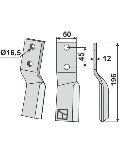 Dent rotative, modèle droit