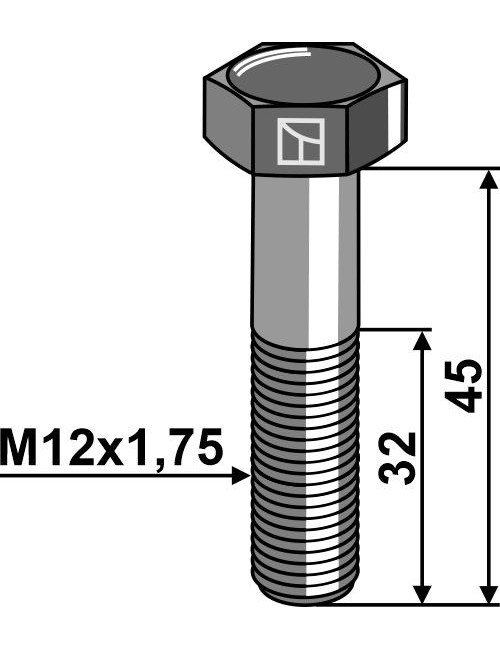 Boulon à tête hexagonale M12 sans écrou