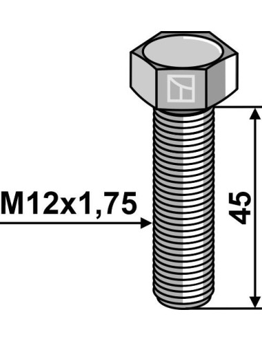 Boulon à tête hexagonale M12 sans écrou