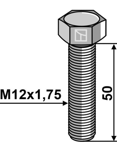 Boulon à tête hexagonale M12 sans écrou