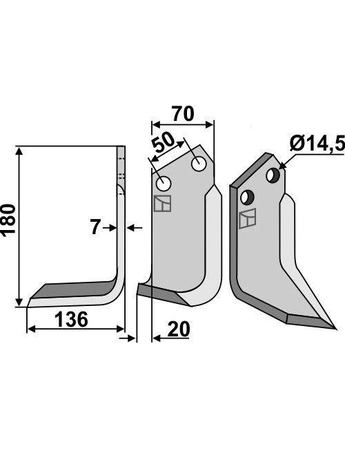 Couteau, modèle gauche